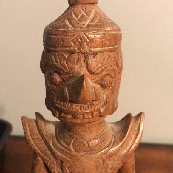 Vintage hand carved deity statue figure elf warrior foo - Picture 15 of 15